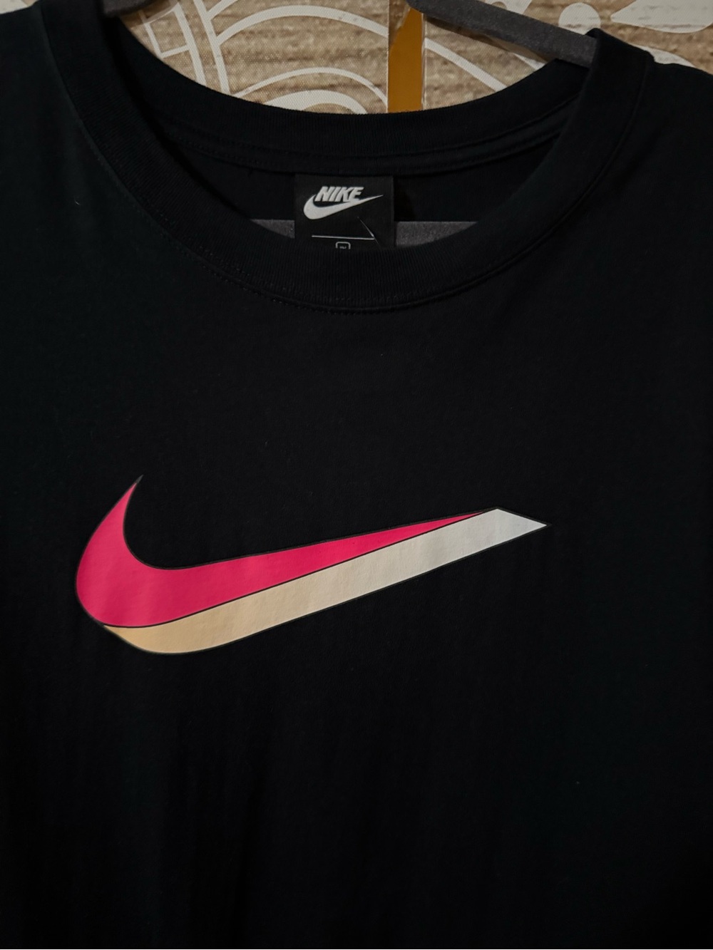 Nike Black Women’s T-shirt Dress with Pink and Cream Gradient Swoosh - Picture 3 of 3